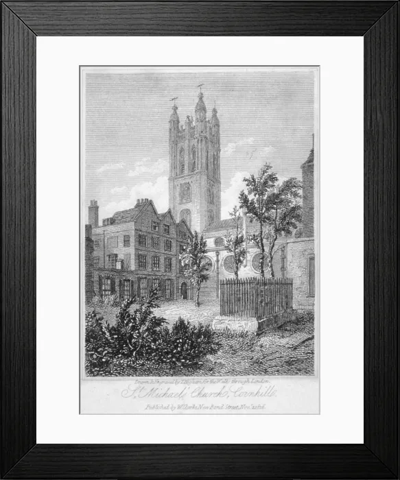 Framed Print : View from the south of Church of St Michael, Cornhill, City of London, 1816. Artist Framed Print : View from the south of Church of St Michael, Cornhill, City of London, 1816. Artist
