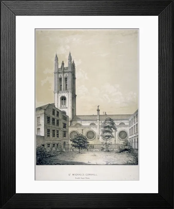 Framed Print : South-east view of the Church of St Michael, Cornhill, City of London, 1840. Artist Framed Print : South-east view of the Church of St Michael, Cornhill, City of London, 1840. Artist