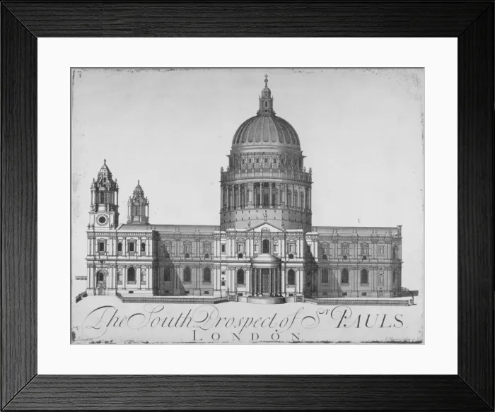 Framed Print : South view of St Pauls Cathedral, City of London, 1720. Artist: John Harris Framed Print : South view of St Pauls Cathedral, City of London, 1720. Artist: John Harris