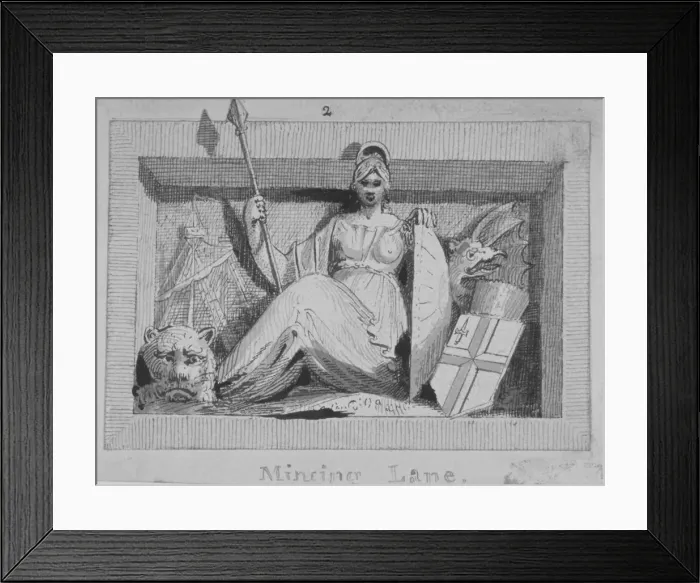 Framed Print : Sculptural panel in Mincing Lane, City of London, 1815 Framed Print : Sculptural panel in Mincing Lane, City of London, 1815