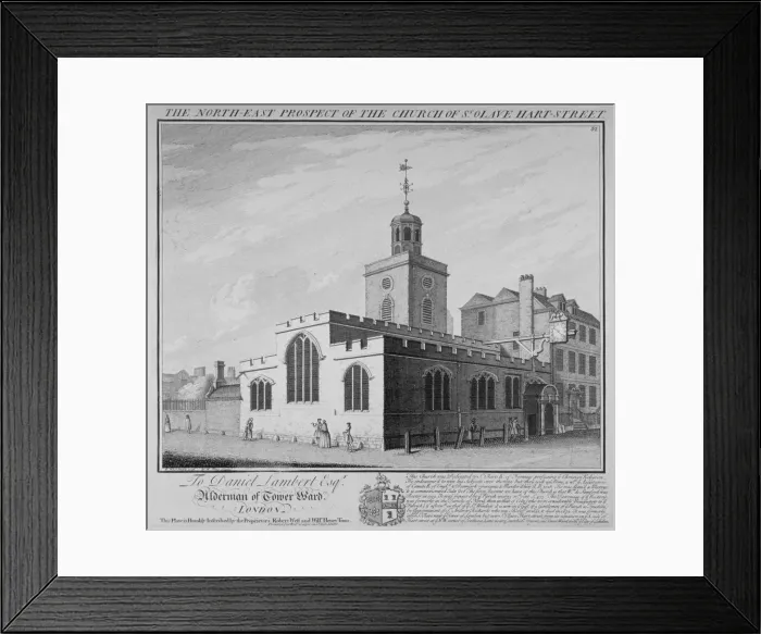 Framed Print : North-east prospect of the Church of St Olave, Hart Street, City of London, 1736 Framed Print : North-east prospect of the Church of St Olave, Hart Street, City of London, 1736