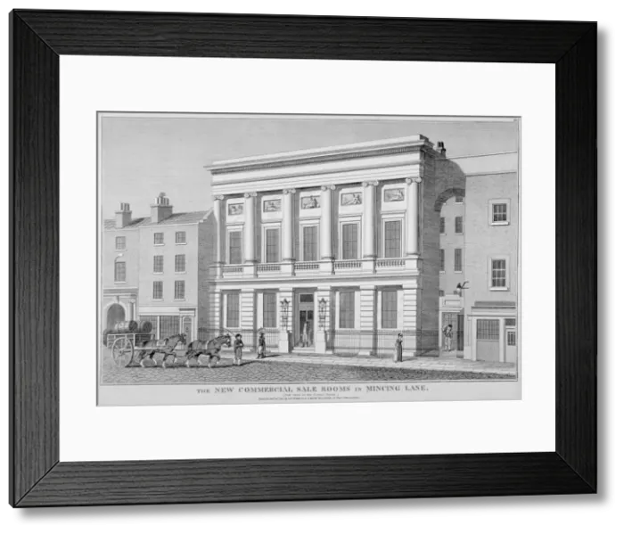 Framed Print : The London Commercial Sale Rooms and Mincing Lane, City of London, 1814 Framed Print : The London Commercial Sale Rooms and Mincing Lane, City of London, 1814