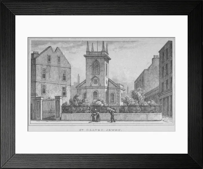 Framed Print : Church of St Olave Jewry, from Ironmonger Lane, City of London, 1830 Framed Print : Church of St Olave Jewry, from Ironmonger Lane, City of London, 1830