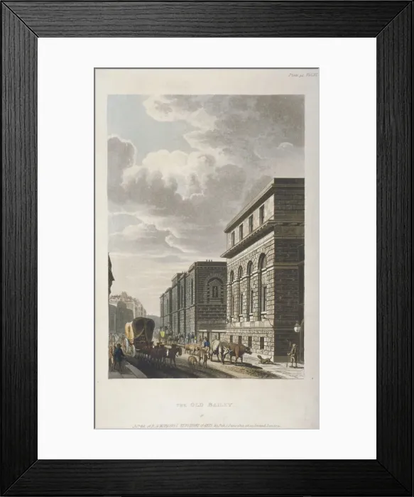 Framed Print : View of Old Bailey, looking north, City of London, 1814. Artist: Rudolph Ackermann Framed Print : View of Old Bailey, looking north, City of London, 1814. Artist: Rudolph Ackermann