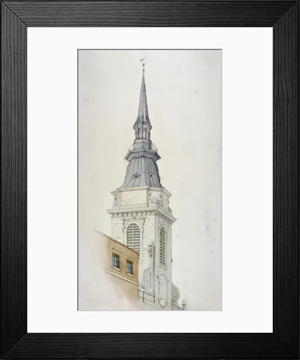 Framed Print : View of the tower and spire of St Martin within Ludgate, City of London, 1840. Artist Framed Print : View of the tower and spire of St Martin within Ludgate, City of London, 1840. Artist