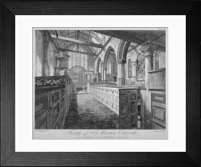 Framed Print : Interior of the Church of St Martin Outwich, City of London, 1796. Artist: Barrett Framed Print : Interior of the Church of St Martin Outwich, City of London, 1796. Artist: Barrett