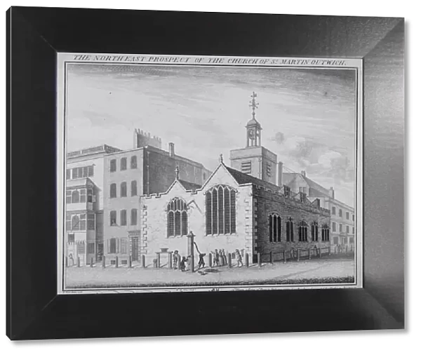 North-east view of the Church of St Martin Outwich, Threadneedle Street, City of London, 1736