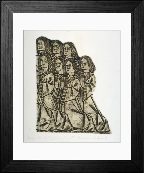 Framed Print : Memorial brass in the Church of St Martin Outwich, City of London, 1800 Framed Print : Memorial brass in the Church of St Martin Outwich, City of London, 1800