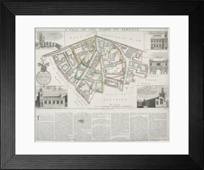 Framed Print : Map of Aldgate Ward, City of London, 1739. Artist: RW Seale Framed Print : Map of Aldgate Ward, City of London, 1739. Artist: RW Seale