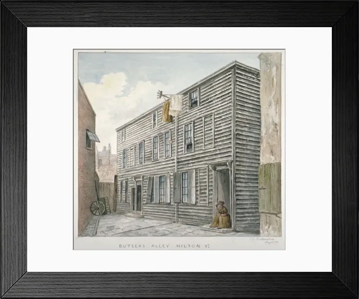 Framed Print : View of Butlers Alley, Milton Street, City of London, 1871 Framed Print : View of Butlers Alley, Milton Street, City of London, 1871