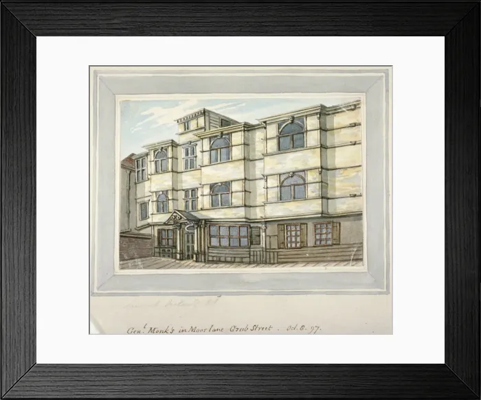 Framed Print : House of George Monck, Duke of Albermarle in Grub Street, now Milton Street, City of London, 1797 Framed Print : House of George Monck, Duke of Albermarle in Grub Street, now Milton Street, City of London, 1797