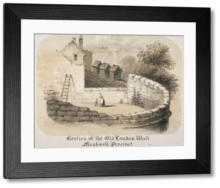 Framed Print : Bastion of London Wall near Monkwell Street, City of London, 1840 Framed Print : Bastion of London Wall near Monkwell Street, City of London, 1840