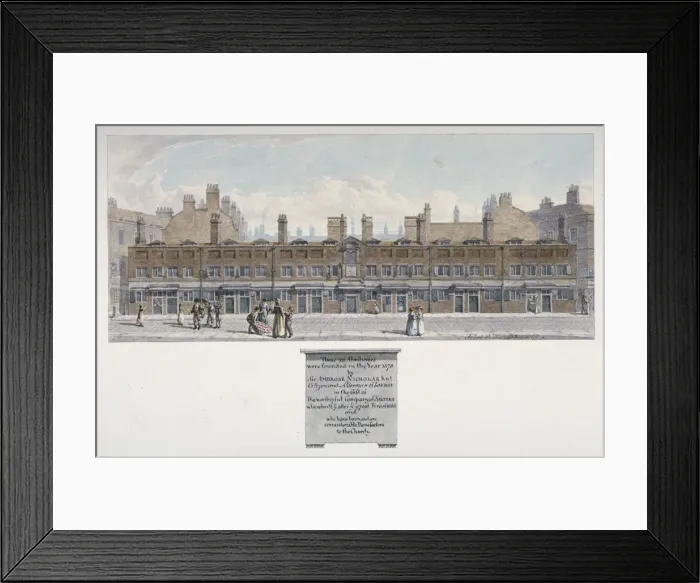 Framed Print : The Salters Almshouses in Monkwell Street, City of London, 1818 Framed Print : The Salters Almshouses in Monkwell Street, City of London, 1818