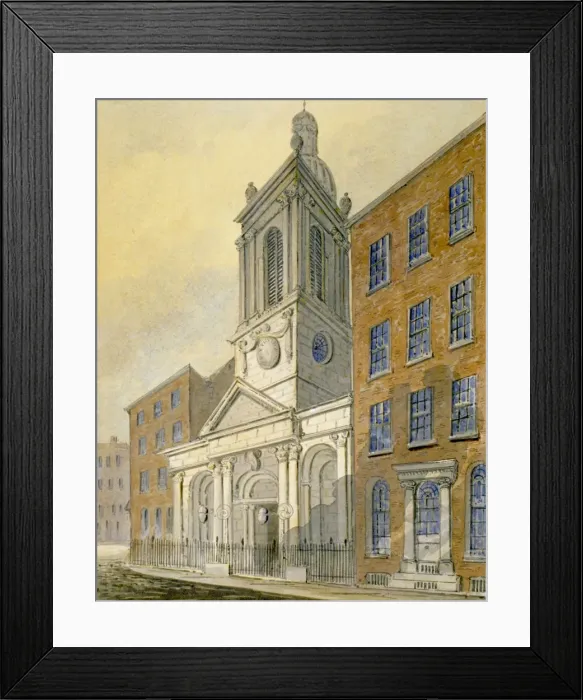 Framed Print : North-east view of the Church of St Peter-le-Poer and Old Broad Street, City of London, 1815 Framed Print : North-east view of the Church of St Peter-le-Poer and Old Broad Street, City of London, 1815
