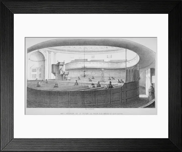 Framed Print : Interior of the Church of St Peter-le-Poer during a service, City of London, 1830 Framed Print : Interior of the Church of St Peter-le-Poer during a service, City of London, 1830