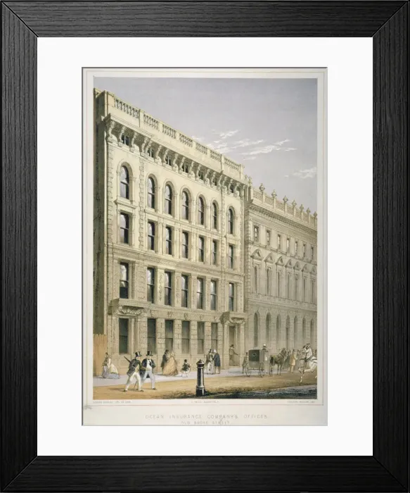 Framed Print : View of the Ocean Insurance Companys Offices, Old Broad Street, City of London, 1864 Framed Print : View of the Ocean Insurance Companys Offices, Old Broad Street, City of London, 1864