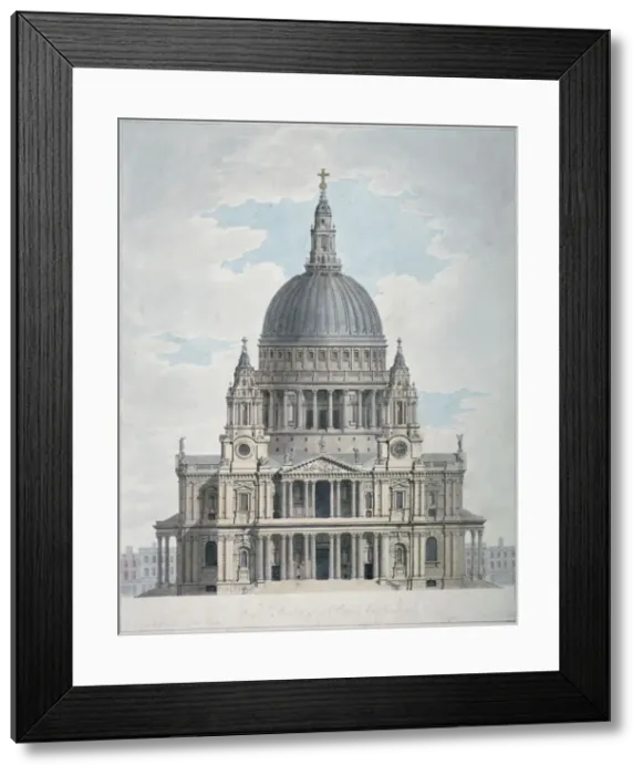 Framed Print : West front of St Pauls Cathedral, City of London, 1780. Artist: Thomas Malton II Framed Print : West front of St Pauls Cathedral, City of London, 1780. Artist: Thomas Malton II