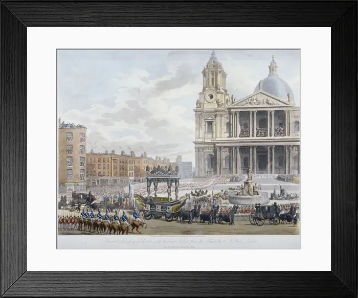 Framed Print : Funeral procession of Lord Nelson outside St Pauls Cathedral, City of London, 1806 Framed Print : Funeral procession of Lord Nelson outside St Pauls Cathedral, City of London, 1806