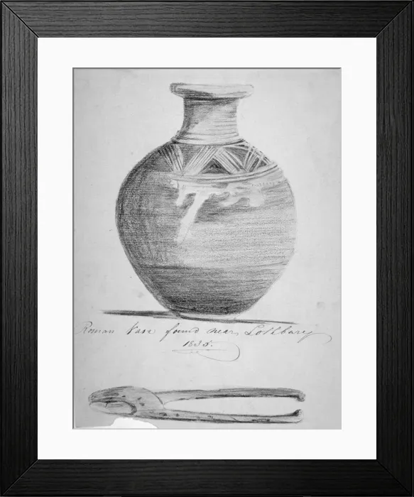 Framed Print : Roman vase found near Lothbury, City of London, 1835 Framed Print : Roman vase found near Lothbury, City of London, 1835