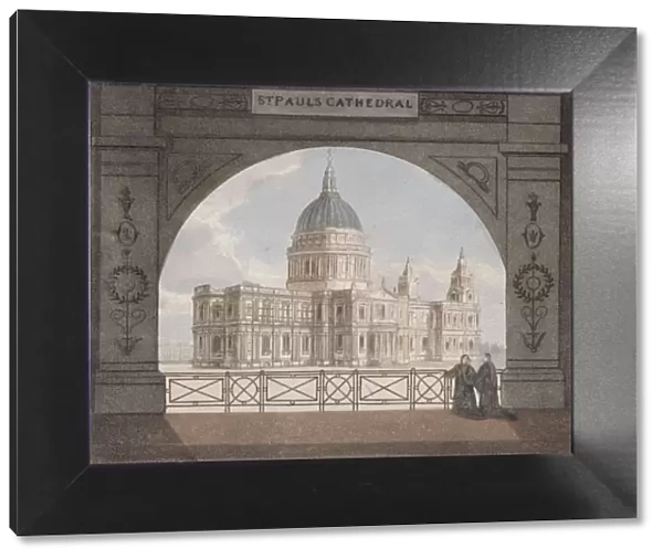 North-east view of St Pauls Cathedral through an archway, City of London, 1820