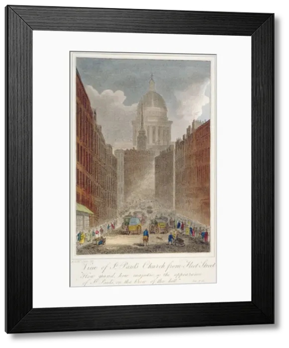 Framed Print : View along Fleet Street towards St Pauls Cathedral, City of London, 1805 Framed Print : View along Fleet Street towards St Pauls Cathedral, City of London, 1805