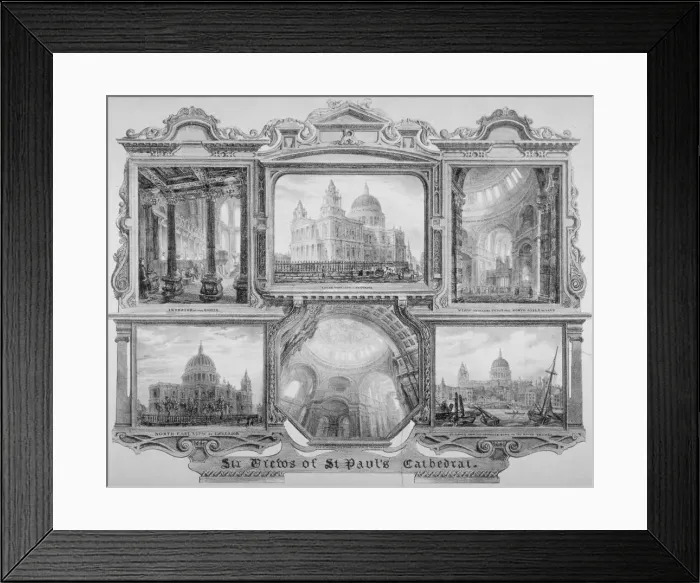 Framed Print : Six views of St Pauls Cathedral, City of London, 1830 Framed Print : Six views of St Pauls Cathedral, City of London, 1830