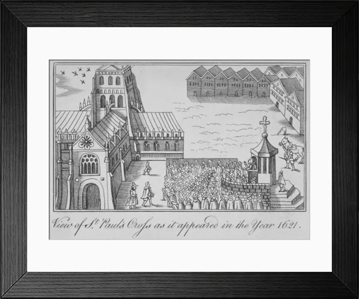 Framed Print : St Pauls Cross and old St Pauls Cathedral, City of London, 1621 (1650) Framed Print : St Pauls Cross and old St Pauls Cathedral, City of London, 1621 (1650)