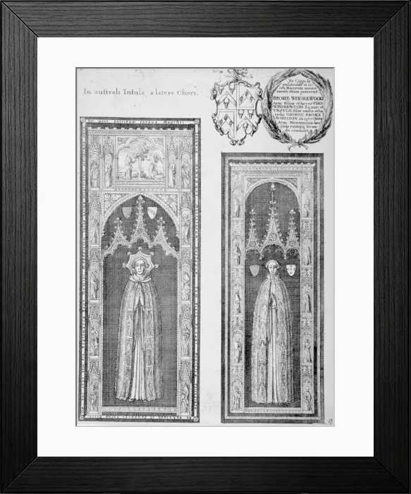 Framed Print : Brasses of John Newcourt and Brome Whorewood in old St Pauls Cathedral, City of London, 1656 Framed Print : Brasses of John Newcourt and Brome Whorewood in old St Pauls Cathedral, City of London, 1656