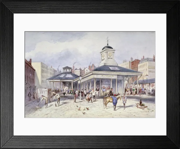 Framed Print : View of Newgate Market in Paternoster Square, City of London, 1836 Framed Print : View of Newgate Market in Paternoster Square, City of London, 1836