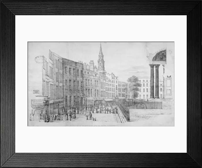 Framed Print : North side of St Pauls Churchyard, with the end of Cheapside, City of London, 1822 Framed Print : North side of St Pauls Churchyard, with the end of Cheapside, City of London, 1822