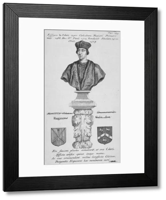 Framed Print : Bust of John Colet who founded St Pauls School in 1512, 1800