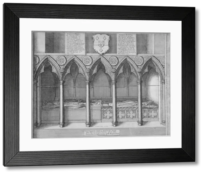Framed Print : Tombs of two Bishops of London in old St Pauls Cathedral, City of London, 1656 Framed Print : Tombs of two Bishops of London in old St Pauls Cathedral, City of London, 1656