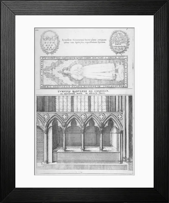 Framed Print : Tomb of Sir Ralph de Hengham in old St Pauls Cathedral, City of London, 1656. Artist Framed Print : Tomb of Sir Ralph de Hengham in old St Pauls Cathedral, City of London, 1656. Artist