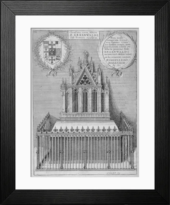 Framed Print : Monument to Saint Erkenwald in old St Pauls Cathedral, City of London, 1656. Artist Framed Print : Monument to Saint Erkenwald in old St Pauls Cathedral, City of London, 1656. Artist