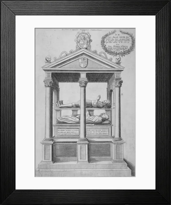 Framed Print : Monument of Sir Nicholas Bacon in old St Pauls Cathedral, City of London, 1656 Framed Print : Monument of Sir Nicholas Bacon in old St Pauls Cathedral, City of London, 1656