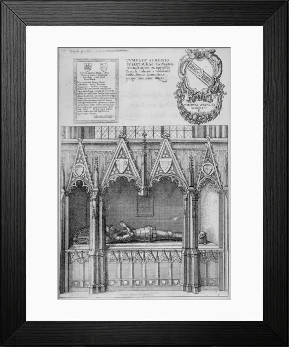 Framed Print : Tomb of Simon Burley in old St Pauls Cathedral, City of London, 1656 Framed Print : Tomb of Simon Burley in old St Pauls Cathedral, City of London, 1656