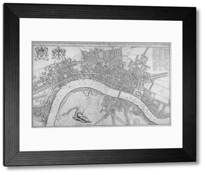 Framed Print : Map of the Cities of London and Westminster, Southwark and the suburbs, 1680. Artist Framed Print : Map of the Cities of London and Westminster, Southwark and the suburbs, 1680. Artist
