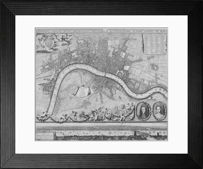 Framed Print : Map of London, 1690. Artist: Johannes de Ram Framed Print : Map of London, 1690. Artist: Johannes de Ram