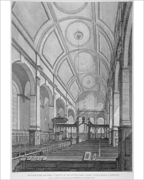 Interior of the Church of St Peter upon Cornhill looking east, City of London, 1825