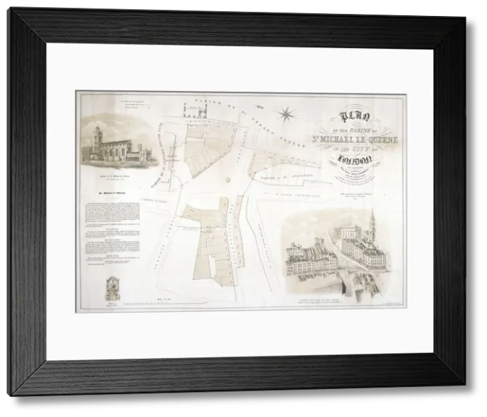 Framed Print : Map of the parish of St Michael le Quorne, London, 1853. Artist: King Framed Print : Map of the parish of St Michael le Quorne, London, 1853. Artist: King