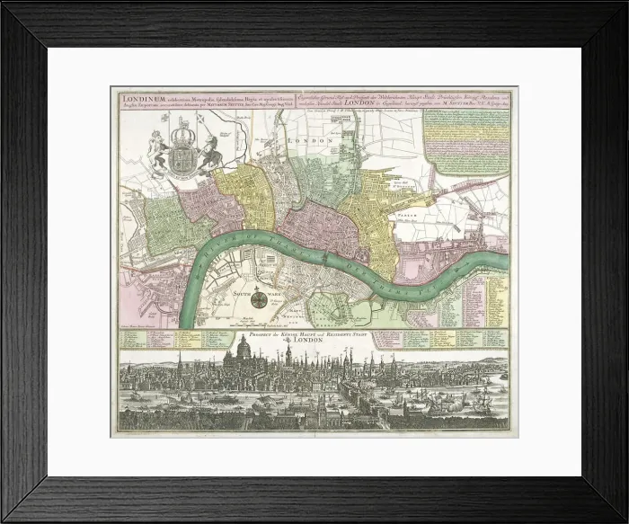 Framed Print : Map of Westminster, the City of London and Southwark, 1720. Artist: Johann Thomas Kraus Framed Print : Map of Westminster, the City of London and Southwark, 1720. Artist: Johann Thomas Kraus