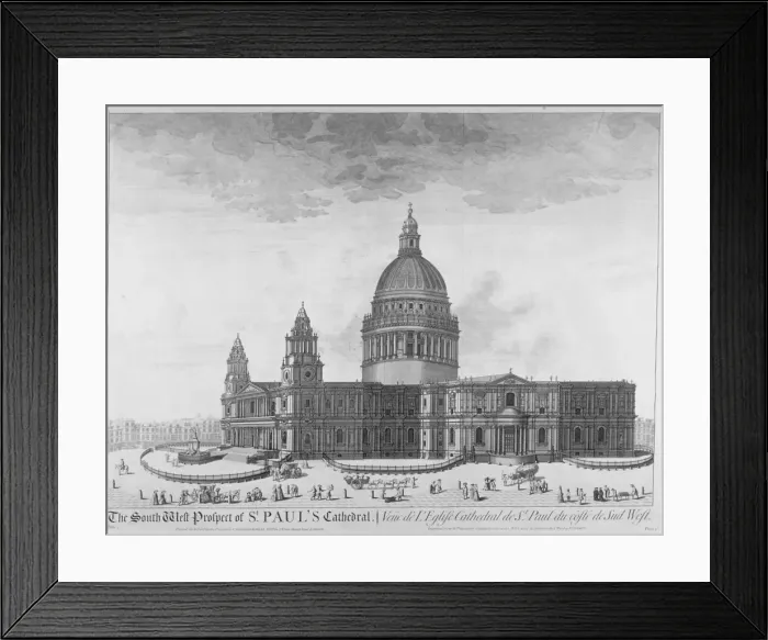 Framed Print : South-west view of St Pauls Cathedral, City of London, 1750 Framed Print : South-west view of St Pauls Cathedral, City of London, 1750