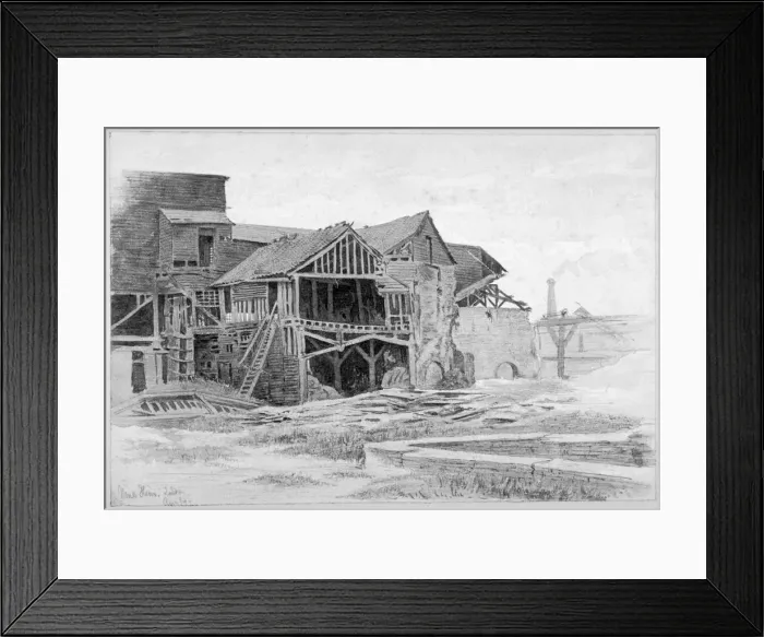Framed Print : View of the old lime works, Nine Elms, Battersea, London, 1875 Framed Print : View of the old lime works, Nine Elms, Battersea, London, 1875