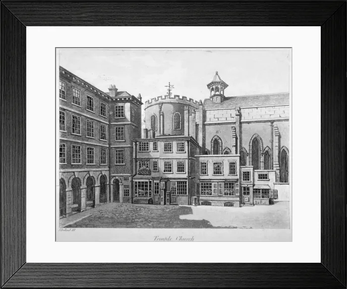 Framed Print : View of Temple Church, City of London, 1800. Artist Framed Print : View of Temple Church, City of London, 1800. Artist