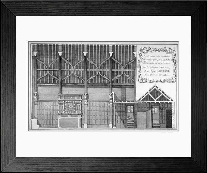 Framed Print : Interior elevation of Trinity Hall, City of London, 1700 Framed Print : Interior elevation of Trinity Hall, City of London, 1700
