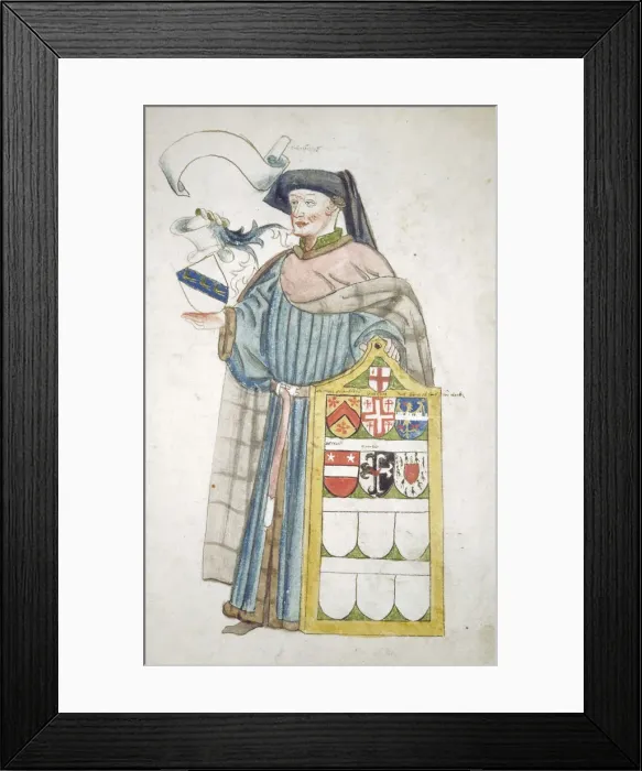 Framed Print : Unidentified London alderman in aldermanic robes, c1450 Framed Print : Unidentified London alderman in aldermanic robes, c1450