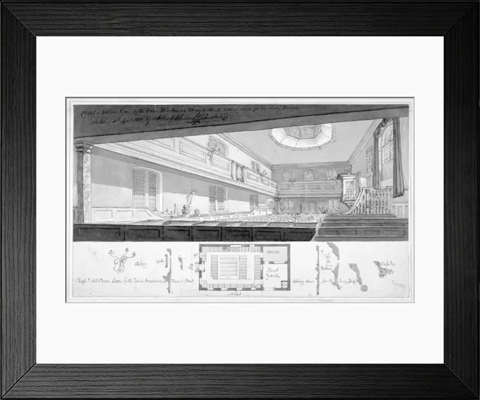 Framed Print : Three Cranes Lane Chapel, Upper Thames Street, City of London, 1818 Framed Print : Three Cranes Lane Chapel, Upper Thames Street, City of London, 1818