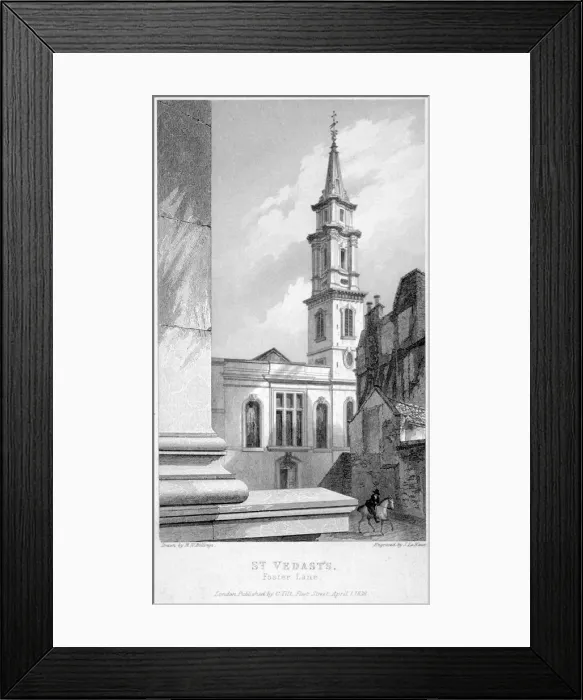 Framed Print : Church of St Vedast Foster Lane, City of London, 1838 Framed Print : Church of St Vedast Foster Lane, City of London, 1838