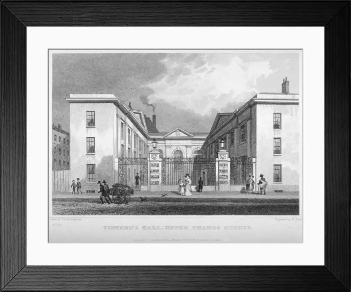 Framed Print : View of Vintners Hall, Upper Thames Street, City of London, 1830 Framed Print : View of Vintners Hall, Upper Thames Street, City of London, 1830
