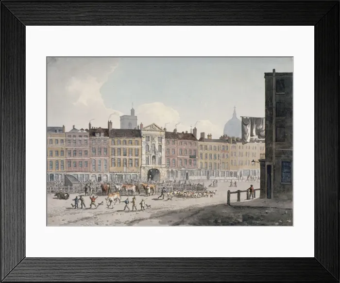 Framed Print : Smithfield Market, City of London, 1810. Artist Framed Print : Smithfield Market, City of London, 1810. Artist